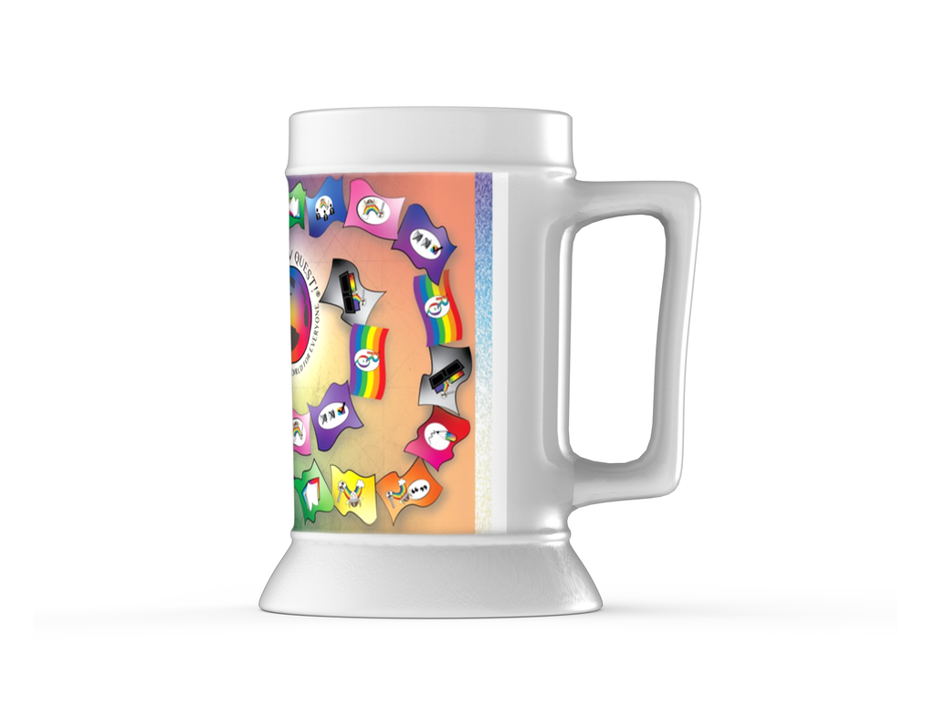 Pride-Size (16oz) Mug with Rainbow Path Towards a Better World - The Rainbow Quest! Treasure Chest