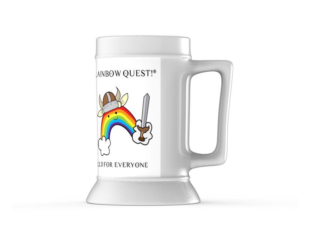 Pride-Size (16 oz) Ceramic Mug with Rainbow Viking - The Rainbow Quest! Treasure Chest
